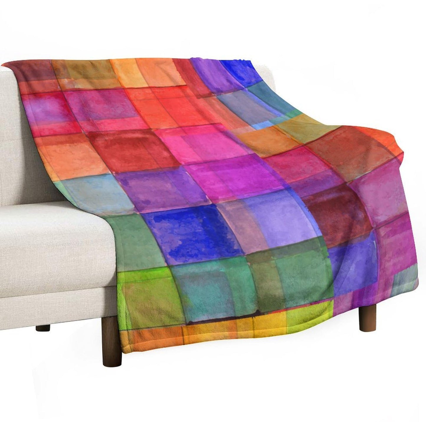 Colorful Checkered Throw Blanket,Retro Grid Plaid Rainbow Pattern Soft Cozy Warm Flannel Blankets for Sofa Couch Bed Gifts for Lover Kids Girls Boys Women Adults 30x40 Inch