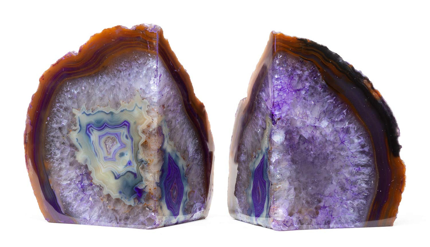 DesertUSA Agate Bookend with Rubber Bumpers (3.5-6 lb, Purple)