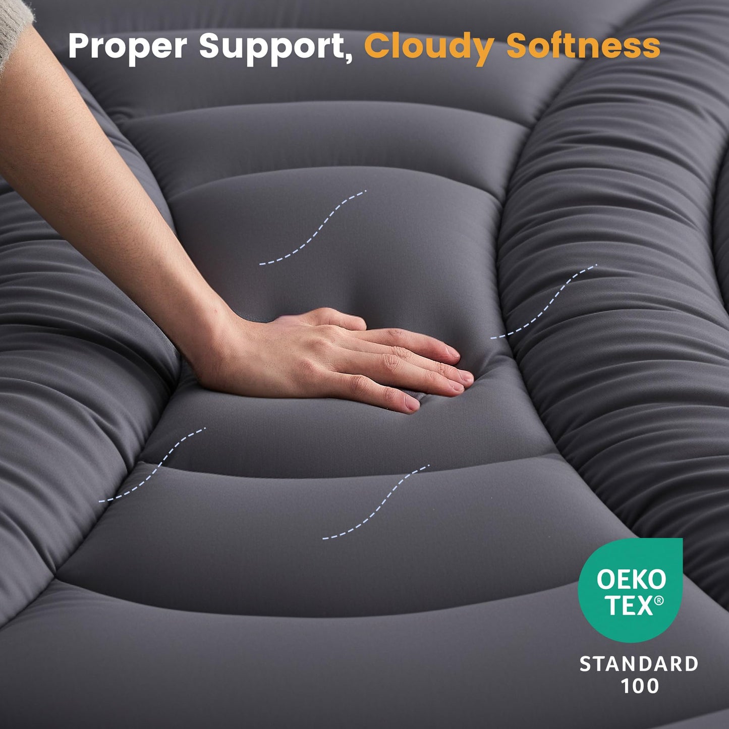 Waterproof Queen Mattress Pad, Noiseless Mattress Protector with 8"-21" Deep Pocket, Quilted Fitted Soft Mattress Topper Cover for Accidents, Machine Washable, Grey, 60x80