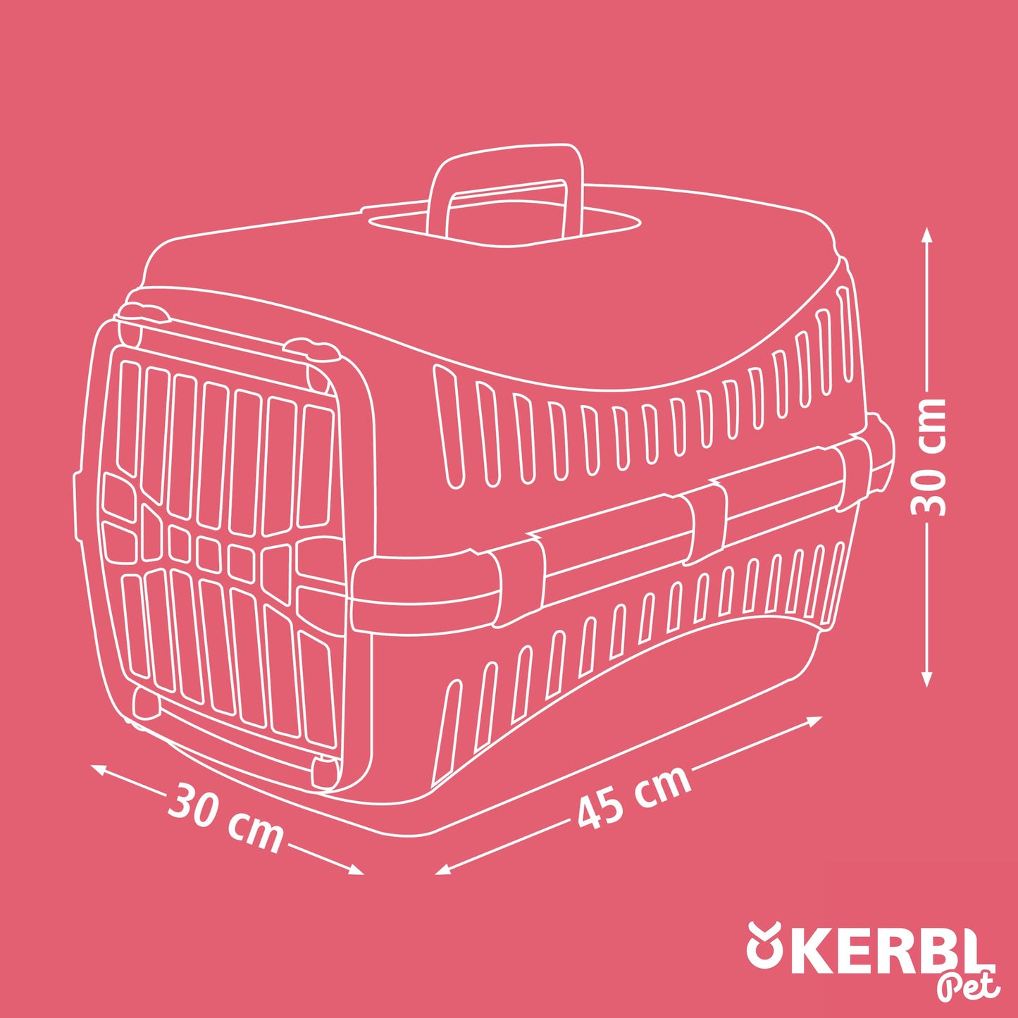 Kerbl Transport Box Expedion with Plastic Door, 45 x 30 x 30 cm, Creme/ Bordeaux
