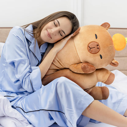 Mewaii 20in Long Plush Capybara Body Pillow, Cute Capybara Stuffed Animals Soft Plushies, Squishy Big Cuddle Pillow Toys Gift for Girls