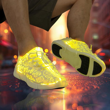 Hot Dingding Fiber Optic LED Shoes for Women Men Light Up Sneakers for Adult USB Charging Flashing Luminous Trainers Shoes White