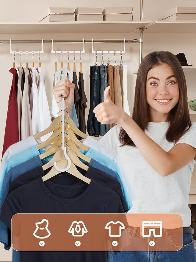 HOUSE DAY Closet Organizers and Storage, 16 Pack, Space Saving Hangers White