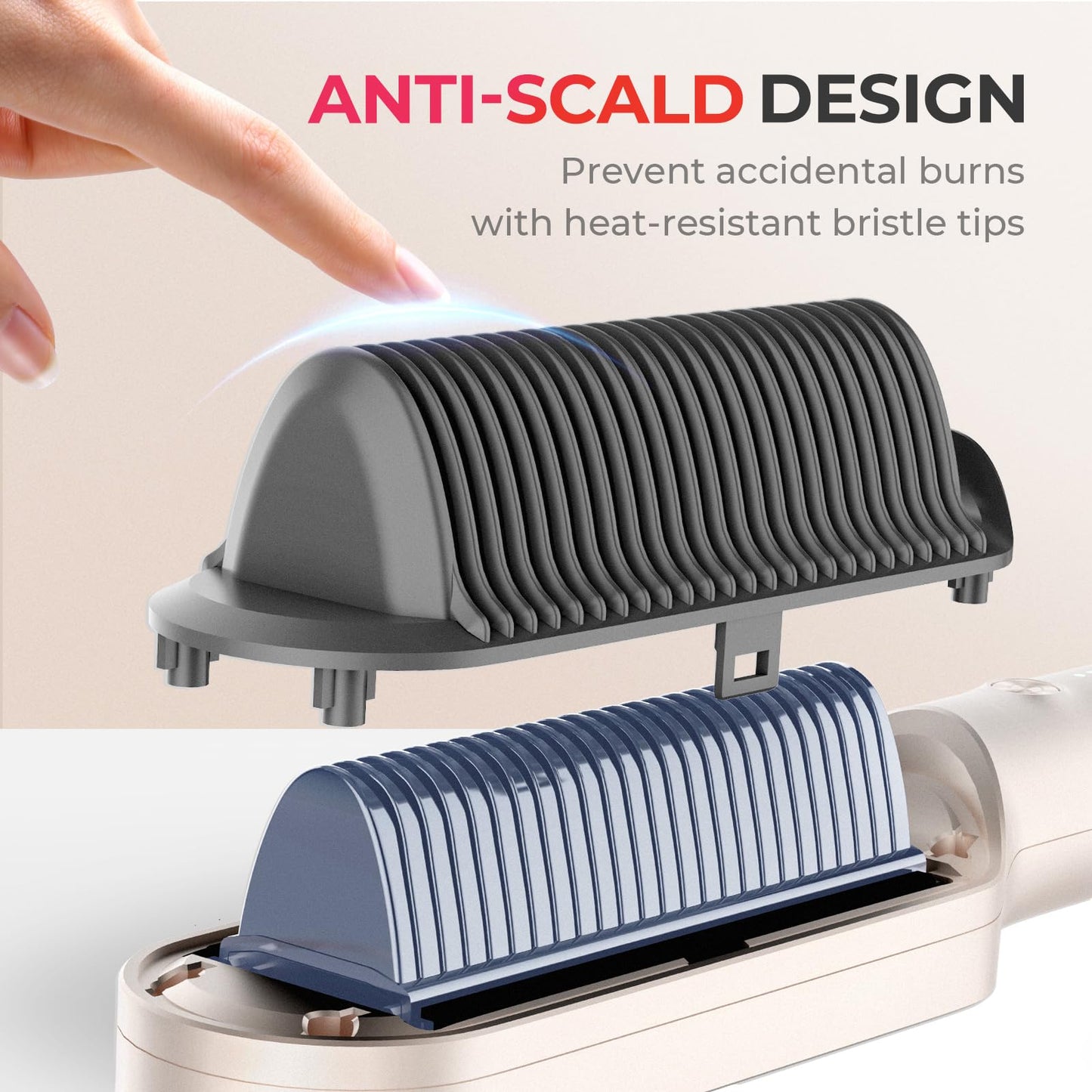 Hair Straightener Brush, TYMO Ring Hair Straightener Comb Straightening Brush for Women with 5 Temps 20s Fast Heating & Dual Voltage, Black