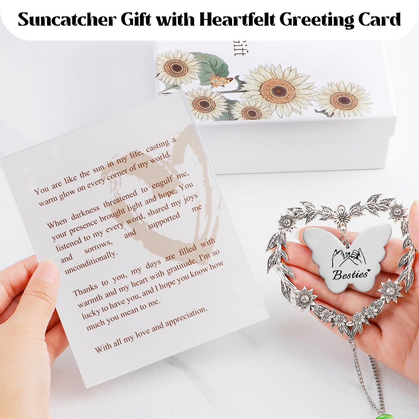 Best Friend Friendship Suncatcher Gifts for Women, Bestie Crystal Ornament