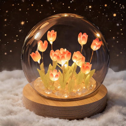 Lifnatty Mothers Day Tulips Gifts for Women – Tulip Lamp with Glass Dome, Birthday Gift for Girlfriend, Wife, Mom, Battery Operated LED Flower Night Light for Bedroom, Home and Table Decor