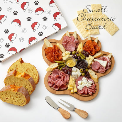 Ziliny Dog Paw Charcuterie Board Gift Set with Knives, Paw Print Cutting Board Dog Lovers Gifts for Women Wooden Puppy Platter for Christmas Housewarming Pet Lover Kitchen