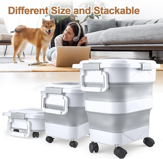 Dog Food Storage Container, 10-20 lbs Airtight Collapsible Cat Food Storage
