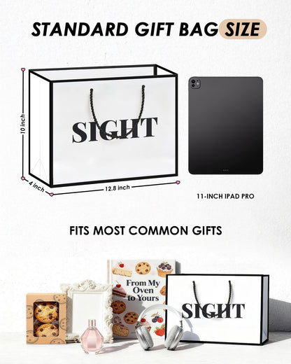 Bojoroy 5+1 Senses Gift Bags for Him/Her with Labels - A Heartwarming, Ready for Birthday, Anniversary & Holidays 6 Themed Bundle Bags for Boyfriend, Girlfriend, Husband & Wife - Classic Black & White