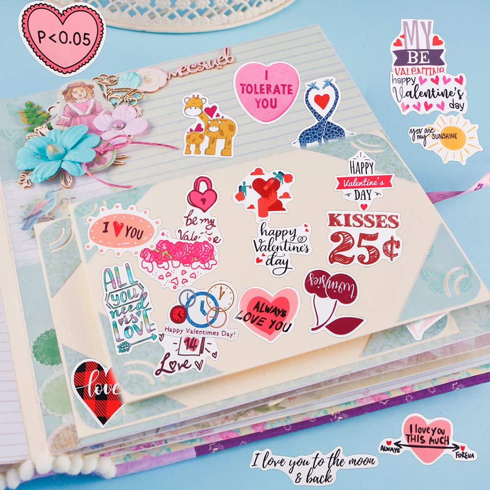 FaCraft Valentines Day Stickers - Love Sticker Scrapbook Stickers for Laptop Gift Box Envelopes Seal I Love You Card, Couple Daily Planner, Weeding Scrapbooking Supplies Valentine Sticker