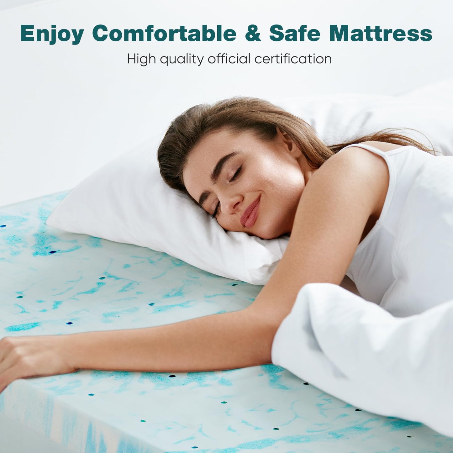 Sweetcrispy Memory Foam Mattress Topper Full, 3 Inch Thick Gel Infused Cooling Toppers Pad for Full Size Bed, Sleeper Sofa, RV, Camper, CertiPUR US Certified, Ventilated and Breathable, Blue