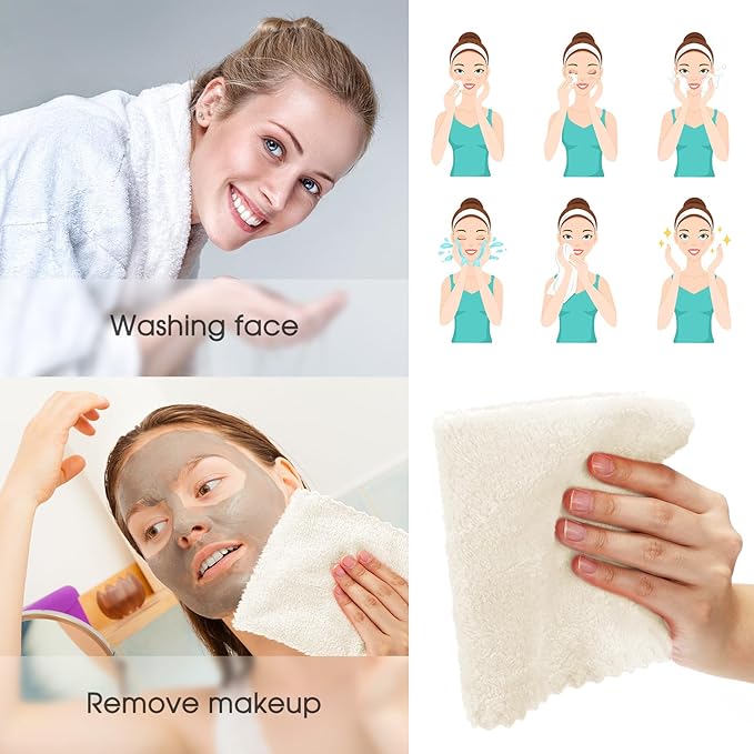 Syhood 12 Pieces Face Wash Cloth 12 x 12 in Makeup Remover Cloths Towel Coral