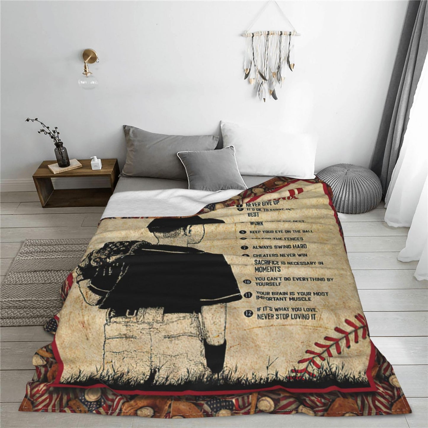 Baseball Decor Gifts: Cozy Fleece Flannel Blanket, Soft Warm Plush, Lightweight, 40"X50" for Boys Teens Kids, Couch Sofa Bed