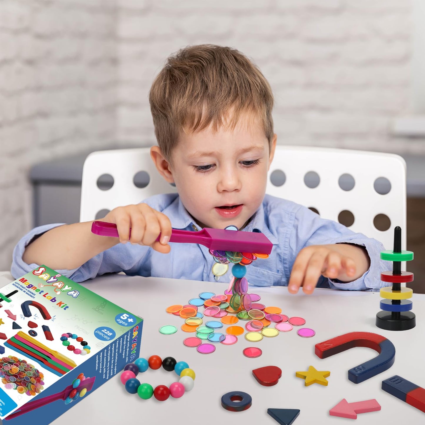 SAYAYA 228 PCS Magnetic Science Kit for Kids - Magnetic Balls, Bingo Wands with Chips, STEM Learning Set Magnet Toys for Classroom, Back to School Supplies, Educational Activities Gift for Boys Girls