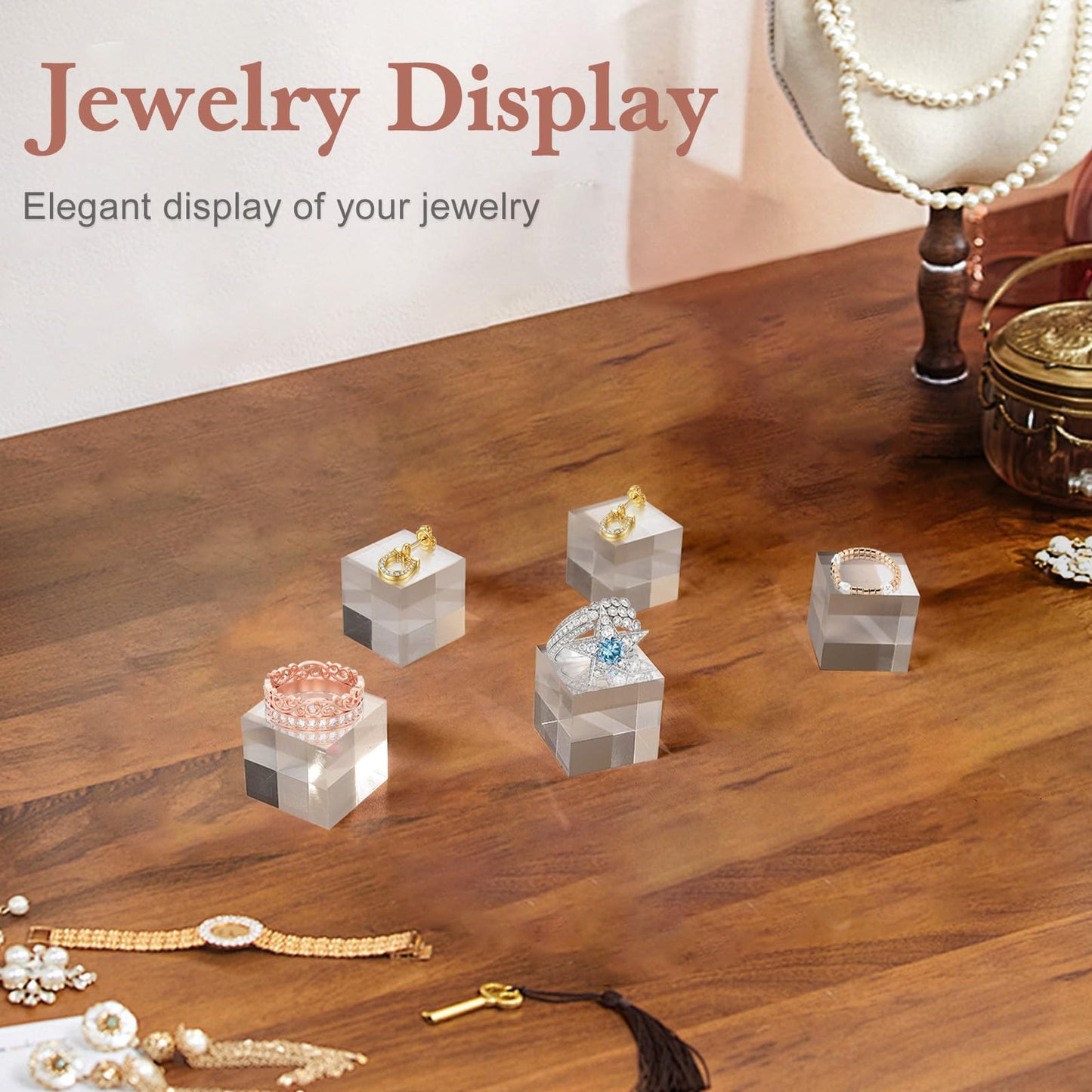 SAMYUCHO Acrylic Base 20 Pieces Acrylic Blocks for Display 1 X 1 X 1 Inch Square Riser Display Stands Trophy Base Pedestal Stands Clear Cube for Trophy Jewelry Props Food Party Crafts