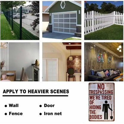 Halloween Decorations No Trespassing Sign-8x12inch Funny Metal Tin Sign We'Re Tired Of Hiding The Bodies