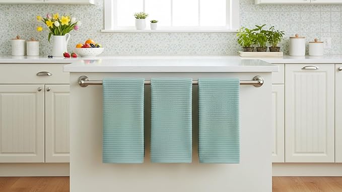 Seafoam Light Sage Aqua Mineral Green Kitchen Hand Dish Towels: Oversized 28" x