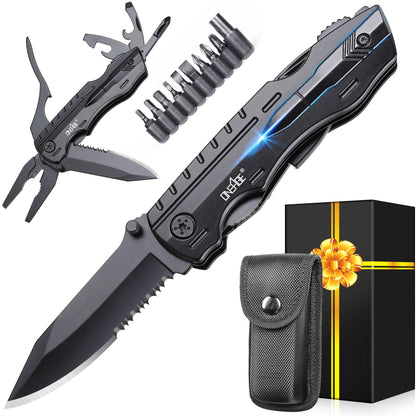 Gifts for Men Dad Him, Birthday Gifts for Man Husband Guy, Multitool Pocket Knife, Groomsmen Gift, Stocking Stuffers for Men, Christmas Fathers Day Mens Gift, Hunting Camping Knives for Outdoor