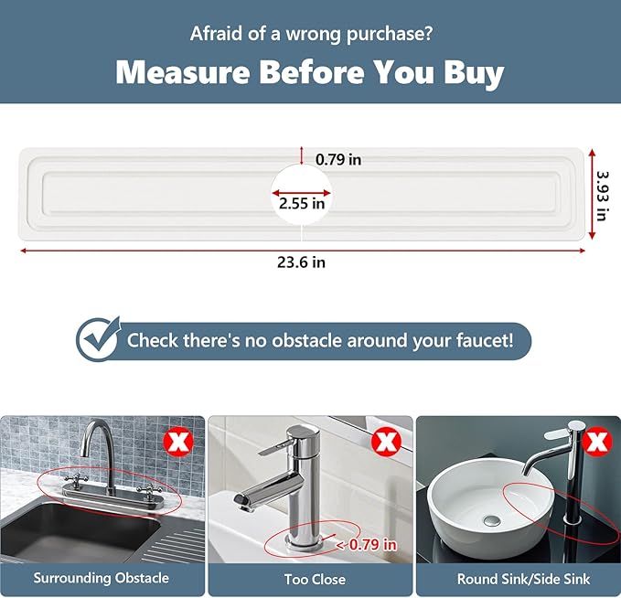 Faucet Mat for Kitchen Sink, Rapidly Absorbing Diatomite Fast Drying Stone
