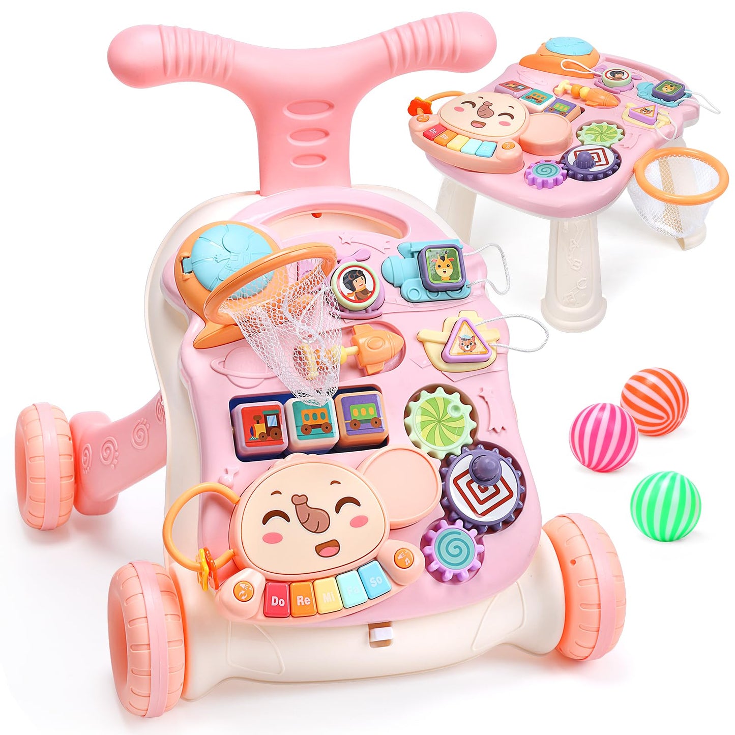 CUTE STONE Baby Walker for Girls, 2 in 1 Sit to Stand Learning Walker and Activity Center, Learning to Walk, Early Push Walking Toys for Toddler Infant…