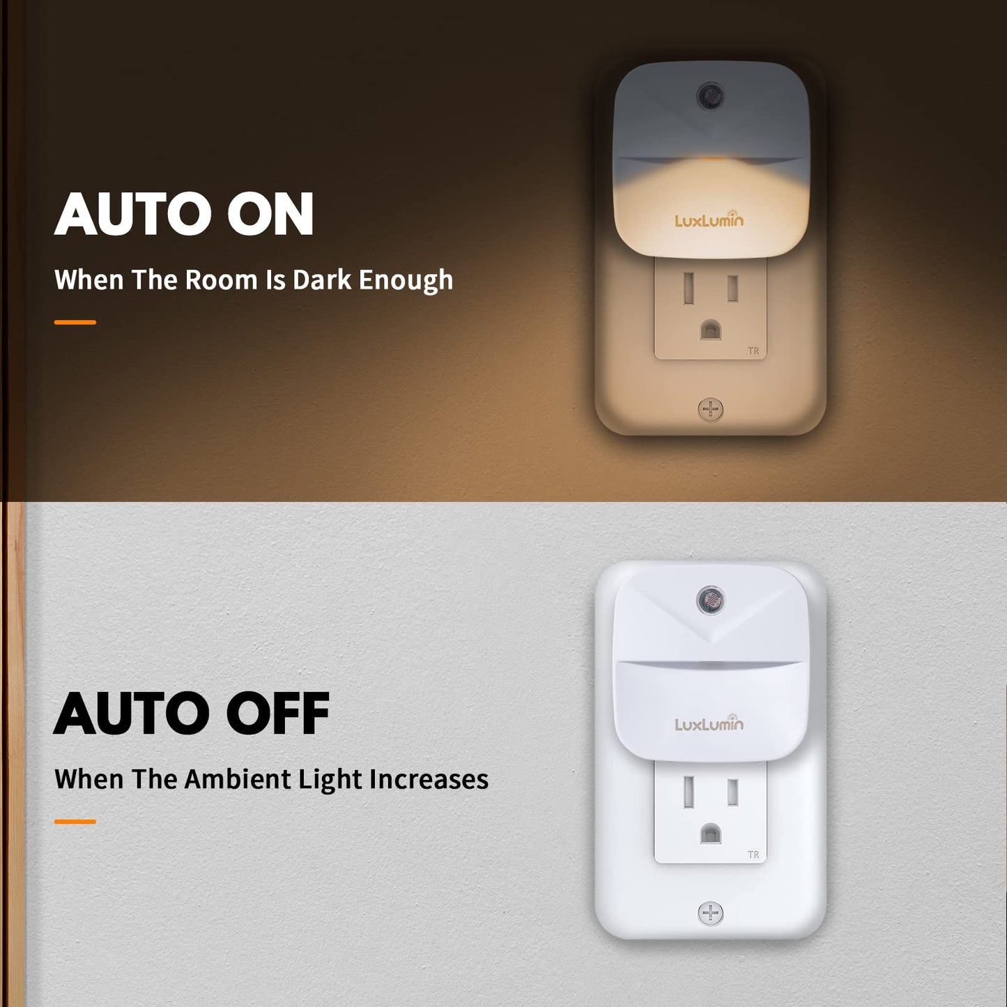 LED Night Lights Plug into Wall with Dusk-to-Dawn Sensor, Automatically Turn on and Off,Night Light for Kids,Bedroom,Bathroom,Stairs, White, 6 Packs
