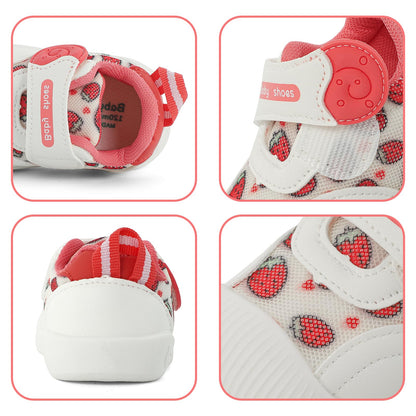 MK MATT KEELY Baby Boys Girls First Walking Shoes Toddlers Breathable Anti-Slip Trainer Sneakers for Infant,Size 4 UK Child,Red Strawberry