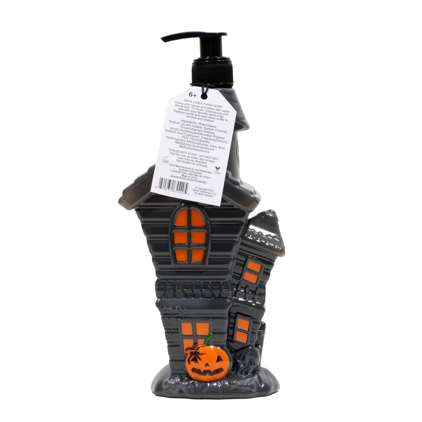 Simple Pleasures Haunted House Scented Liquid Hand Soap Dispenser - Autumn & Halloween Novelty Décor – Decorative Refillable Hand Pump for Kitchen Countertop and Bathroom Sink