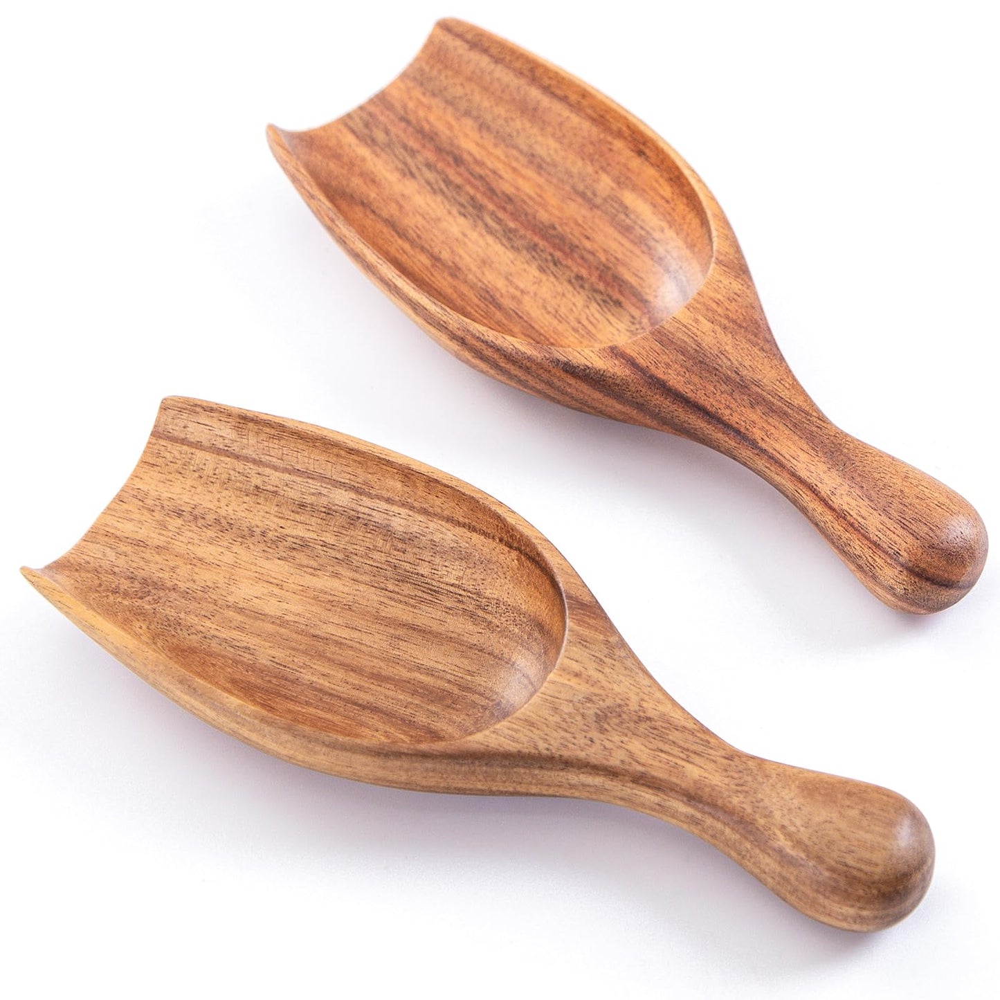 GinSent Wood Coffee Scoop-2 Pieces Large Measuring Spoons for Ground Coffee,Tea,Sugar,Seasoning-Multipurpose Wooden Scoop for Jars,Canisters,Bath Salts,Laundry Detergent(Acacia Wood)