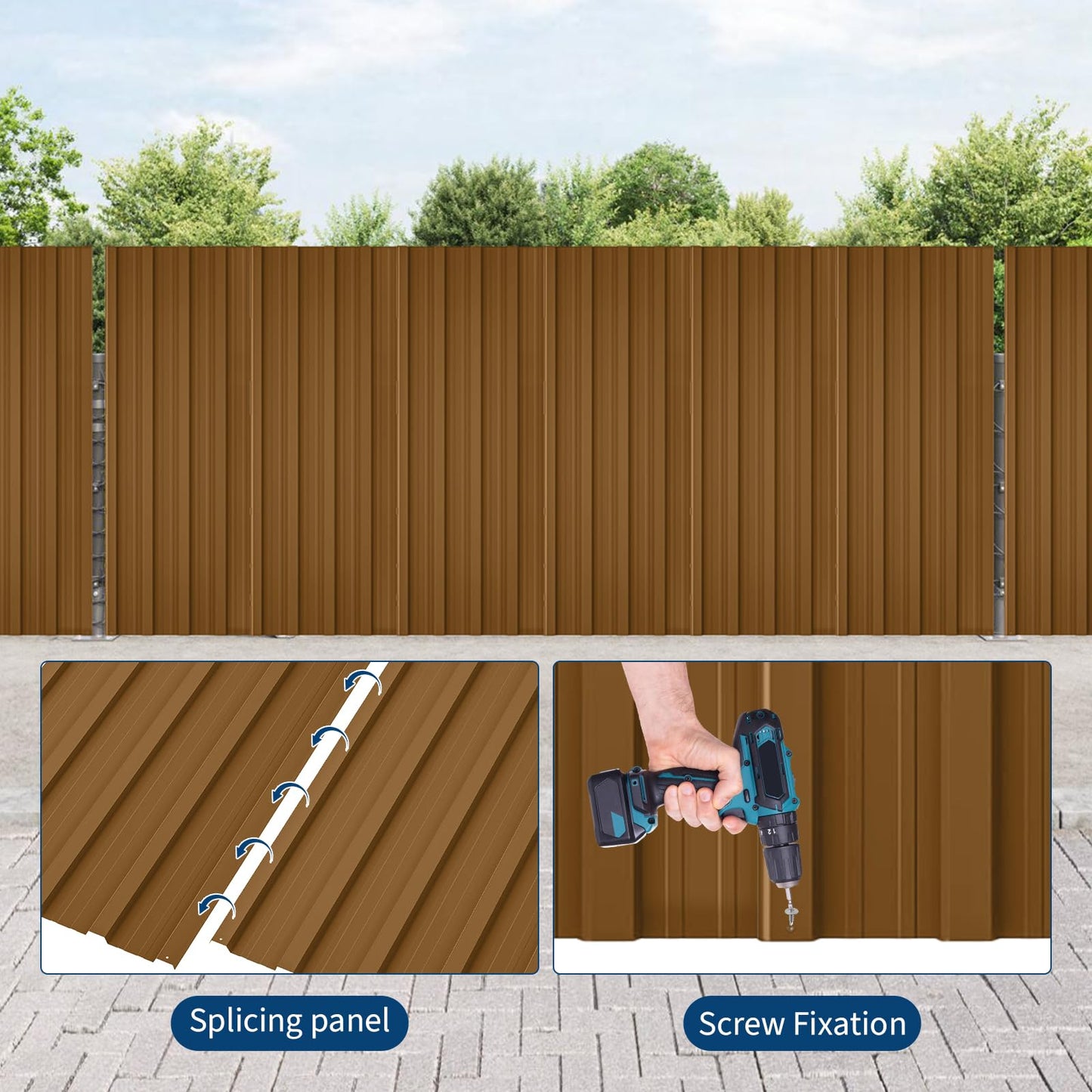 Garvee Metal Roofing Panels, 20 Pcs Waterproof Corrugated Metal Roof Panels, Heavy Duty Galvanized Steel Roof Sheets with Screws for Carports, Porch, Pergola, Easy to Install, 60.63 in x 16.77 in