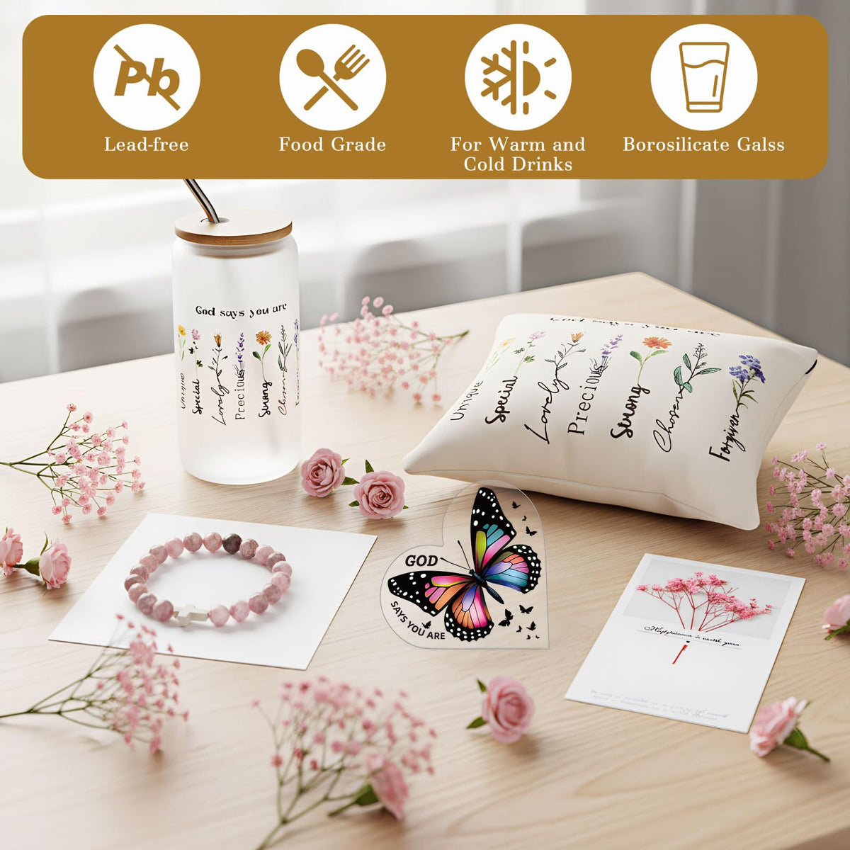 Sadnyy 7 Pcs Christian Easter Gifts Set for Women God Says You Are Faith Bible Religious Gifts Spiritual Inspirational Christmas Birthday Present for Women Friendship Faith Mom Sister Girl Coworker
