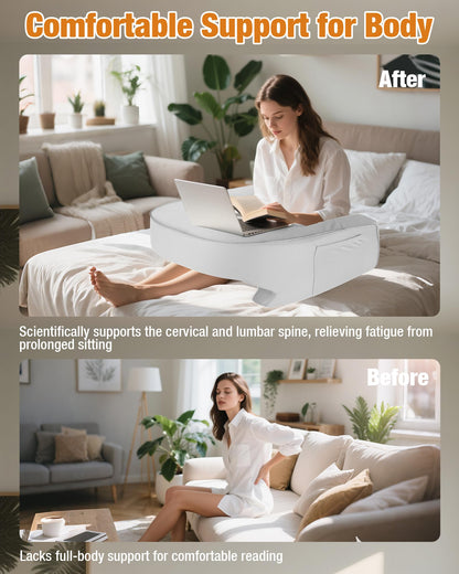 ASIEIT Lap Desk for Adults, 23.2" D x 20.8" W Memory Foam Gaming Pillow Desk with Arm Rest & Pocket, Bed Desk & Reading Pillow for Working, Gaming, Crochet on Couch, Bed, Carpet