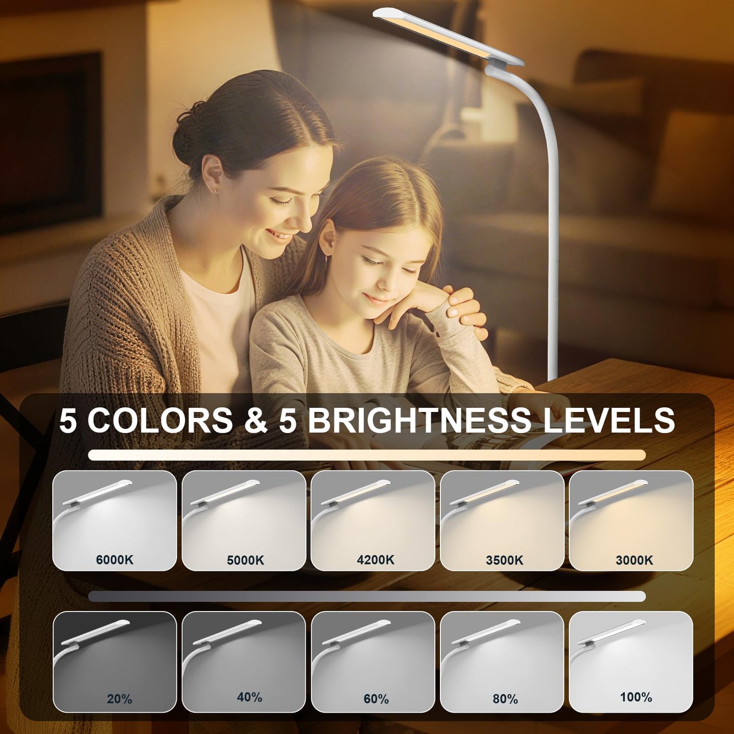 Sozapooty Light Therapy Lamp,10000 Lux Happy Therapy Light, Floor Sun Therapy Lamp with Remote & Touch Control & Adjustable Gooseneck for Reading/Office/Home