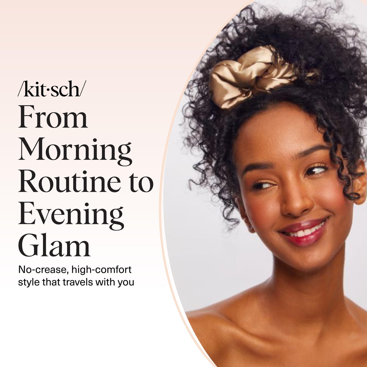 Kitsch Satin Hair Scrunchies for Women - Softer Than Silk Scrunchies for Hair | Satin Scrunchies for Girls & Stylish Satin Hair Ties for Women | Cute Satin Hair Scrunchie, 2 pc (Charcoal/Gold)