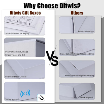 Ditwis 12x8x4 Inches Gift Box with Magnetic Closure Lid, White Magnetic Box for Wedding, Groomsmen Bridesmaid Proposal, Birthdays, Mother's Day, 1 Pack