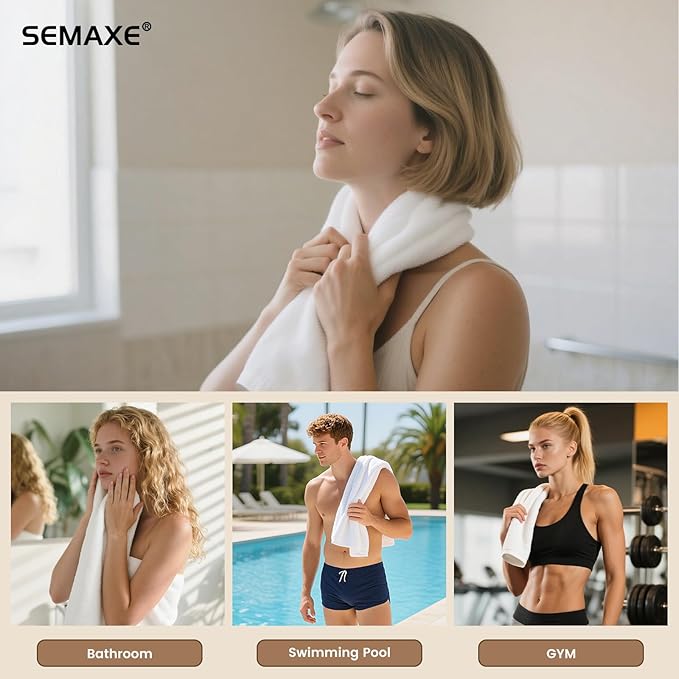 SEMAXE 12 Pack Hand Towels for Bathroom, 100% Cotton Towels