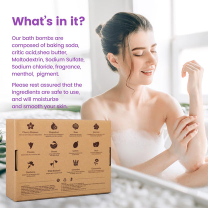SeasonBliss Bath Bombs for Women, 12 Pack Handmade Bubble Shower Bombs Set, Shea Butter & Individually Wrapped, Present Idea for Her/Him, Wife, Mom Women