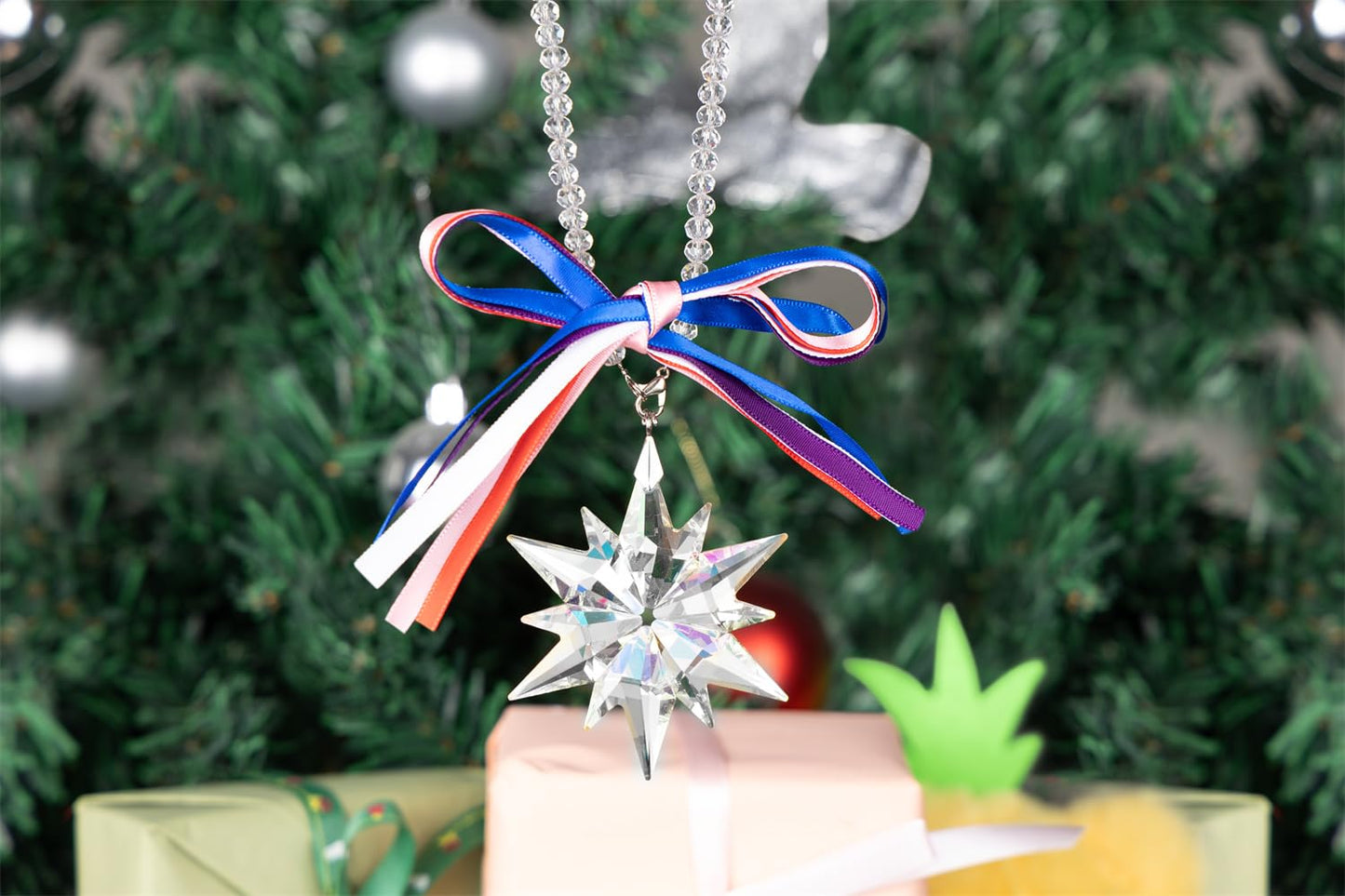 Crystal Snowflake Ornaments for 4th of July Decorations - Friend Gifts for Women & Men-Hanging Glass Ornament Gifts