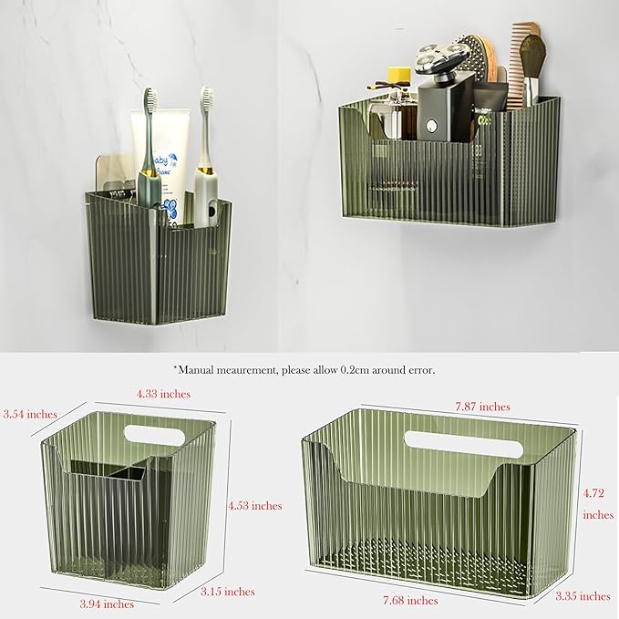 Set Of 2 Storage Organizer Bins Wall Mounted Shower Caddy, Bathroom shelves