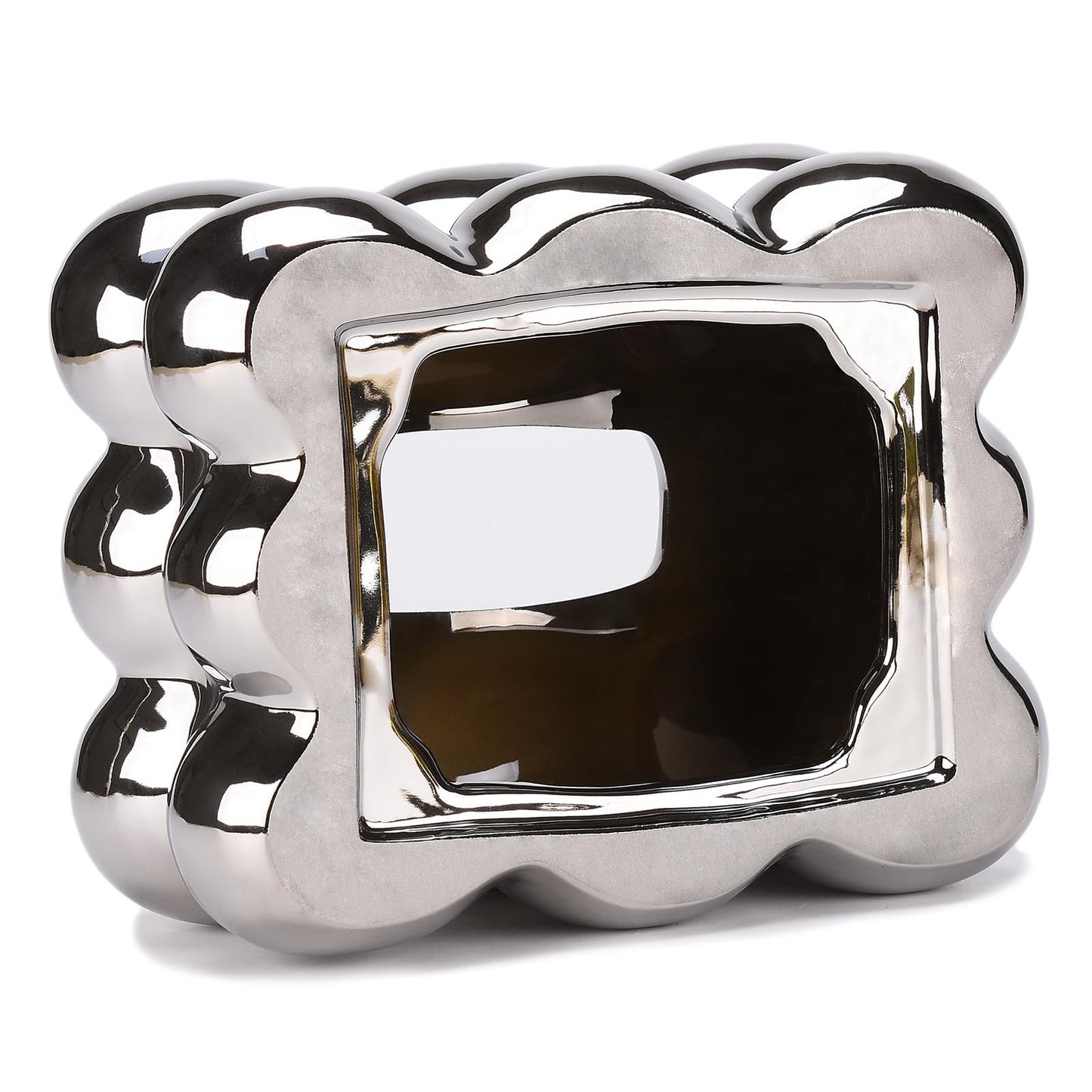 NYMYHE Electroplated Ceramic Tissue Box for Bathroom, Dresser, Living Room, Dining Room, Modern Silver Home Decoration TQGJNY50