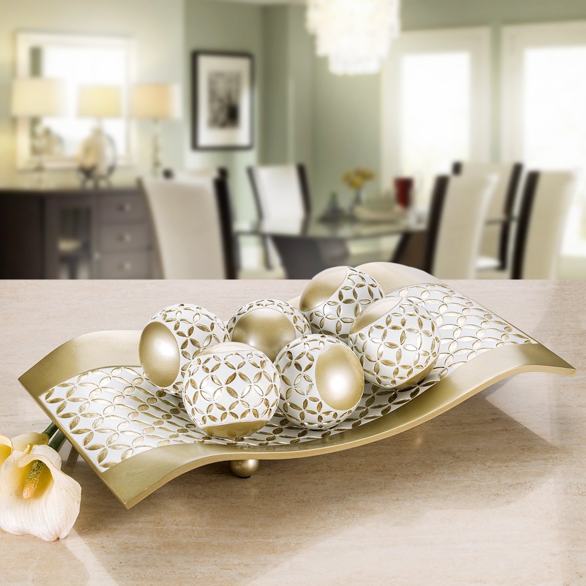 Creative Scents Schonwerk Diamond Lattice Decorative Table Decorations, Centerpieces for Dining/Living Room Table Decor Dish - Coffee Table Decor Best Wedding/Birthday Gift