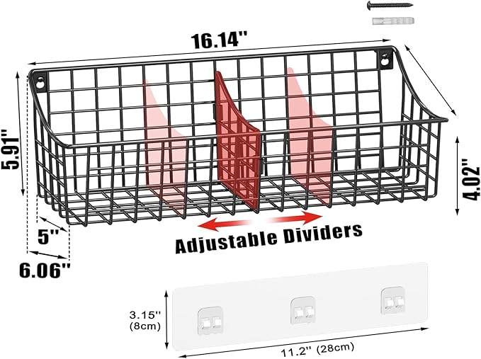 4 Pack EXTRA LARGE Hanging Wall Mount Storage Baskets