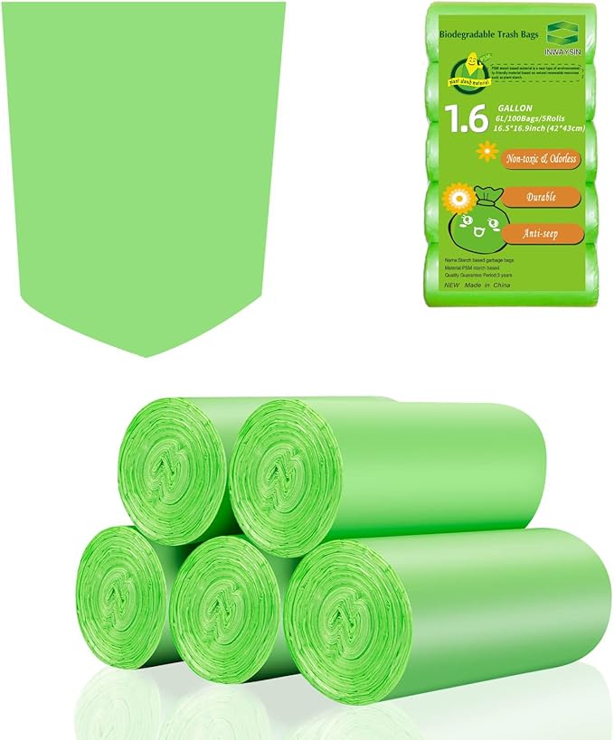 Small Trash Bags Biodegradable 1.6-Gallon