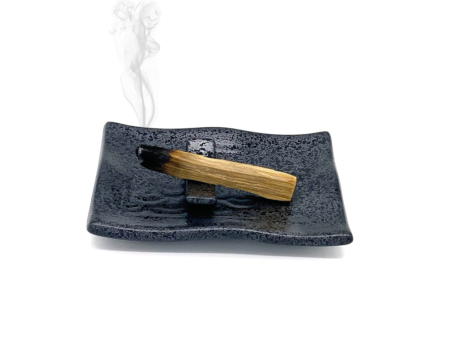 TOBOHU Black Rectangle Ceramic Palo Santo Holder, Wood Incense Stick Burning Bowl, Ceramic Burner for Palo Santo Sticks