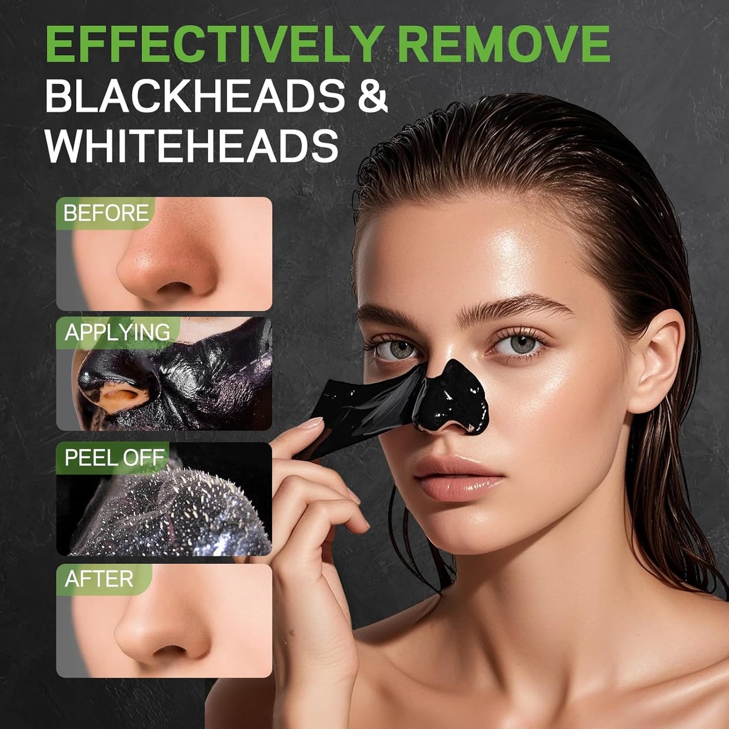 Blackhead Remover Mask, Charcoal Peel Off Face Mask Kit, (100g) Deep Pore Cleans,Oil Control, Blackheads Removal Peel Off Black Mask for Men & Women – Includes Brush,Extractor Tool