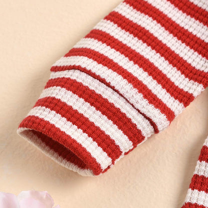 Aimaopao Newborn Infant Baby Girl Romper Bodysuit Girls Stripe Print One Piece Jumpsuit Pants Clothes Outfits (Stripe Long Sleeve Red, 0-3 Months)