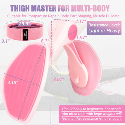 Thigh Master, Adjustable 25-35 lb Kegel Pelvic Floor Exercise Devices for Women mit Fabric Resistance Band, Inner Thigh Exerciser Enhanced Resistance Hip Muscle for Home Gym (Pink)
