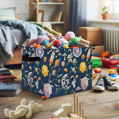 Elefeltclave Space Planet Nursery Storage Bins Rocket Astronaut Galaxy Storage Basket Organizer for Classroom Kids Room Nursery Playroom Clothes Toys Books,Toybox for Girls，Space Themed Bedroom Decor