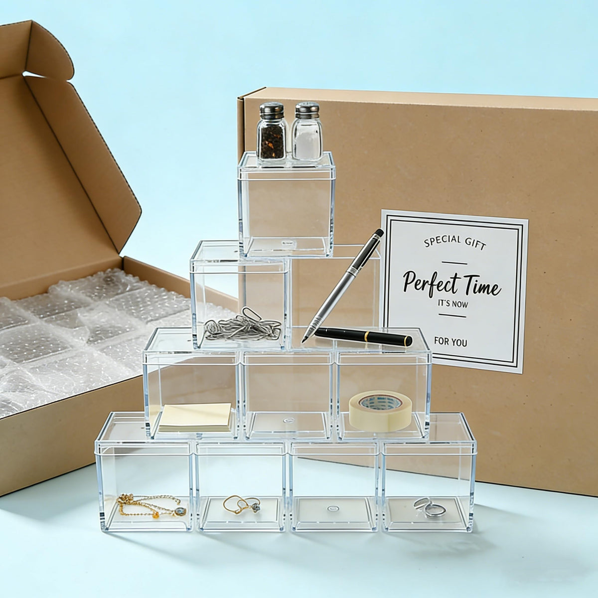 KissYou Acrylic Box Clear Boxes with Lid 12 Packs Small Candy Box Display Square Cube Wedding Easter Decorations Jewlry Gift Box