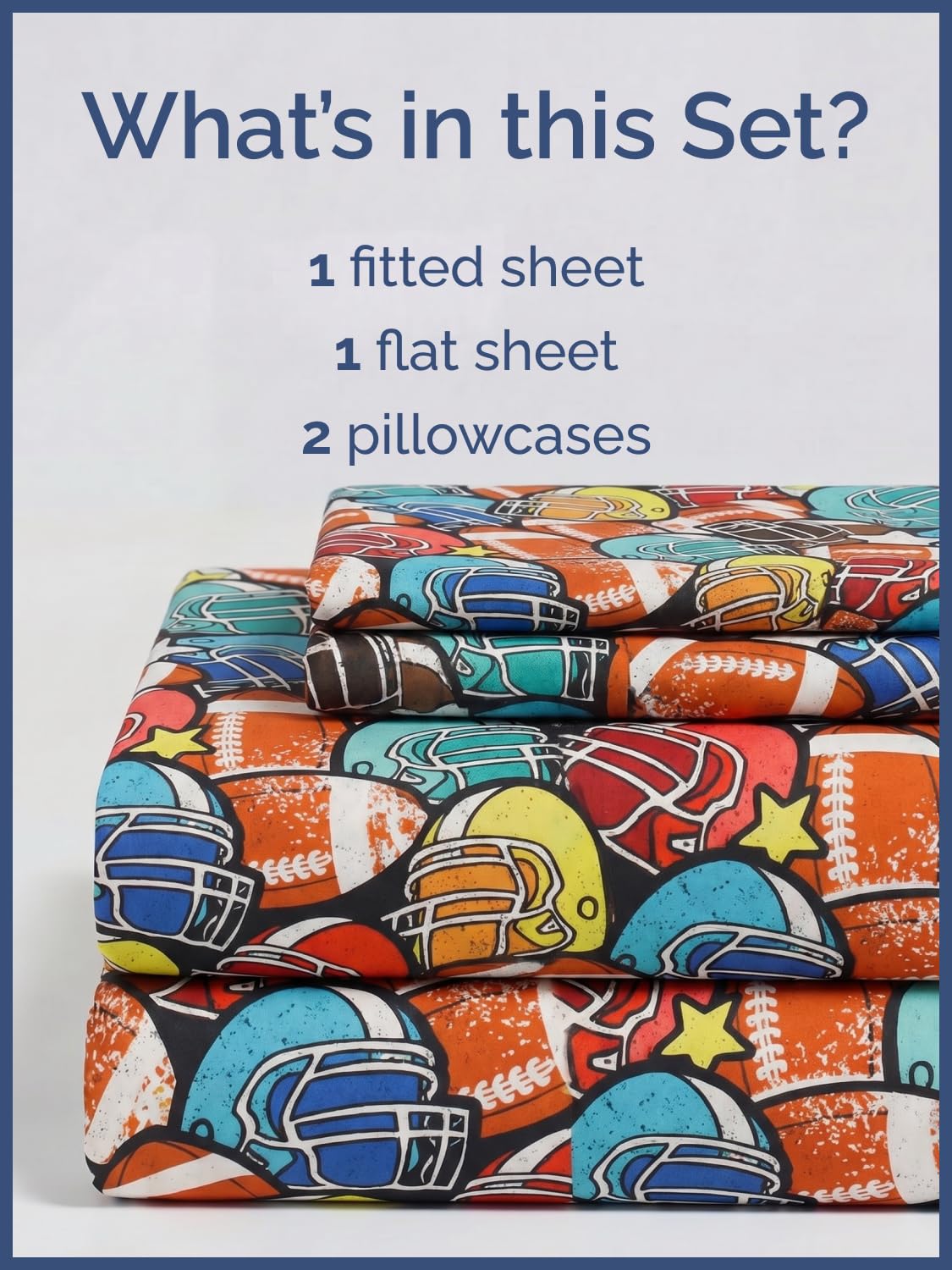 CGK Unlimited Kids All Star Helmets Full 4 Piece Sheet Set - Boys, Girls, Teens, Toddler - Easy Fit Deep Pockets - Soft, Cooling & Breathable Sheets - Cozy, Fade and Wrinkle Free - Machine Washable