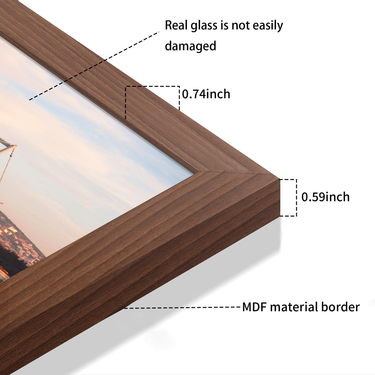 YESKAY 11x14 Picture Frame 3 Pack,Brown Wooden Frame with Tempered Glass,Display Pictures 8x10 with Mat or 11 x 14 Without Mat,11 by 14 Photo Frame for Wall Hanging